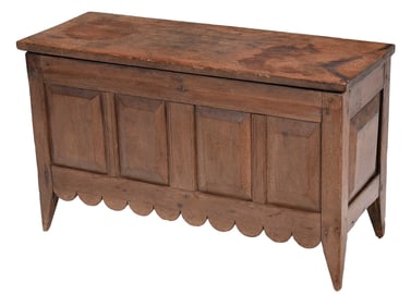 Rare Early Tennessee Walnut Diminutive Paneled Lift Top Chest