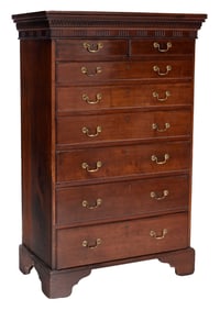 Rare MESDA Documented Tennessee Federal Cherry Tall Chest