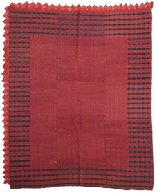 Tennessee Red and Blue Geometric Coverlet