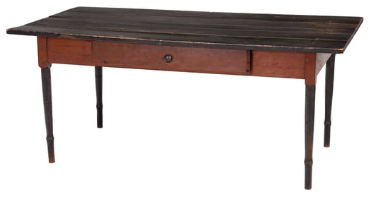 Fine Tennessee Attributed Black Painted Dining Table