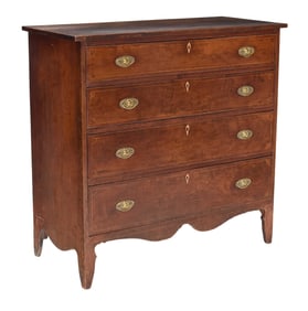 Fine Tennessee Federal Inlaid Figured Cherry Chest of Drawers