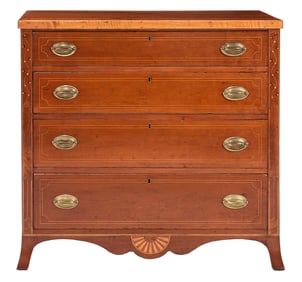 Fine Tennessee Federal Inlaid Cherry Chest of Drawers, MESDA Documented