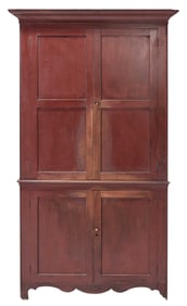 Georgia River Birch and Paint Decorated Corner Cupboard