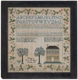 Rare 1824 Asheville North Carolina Signed Needlework Sampler