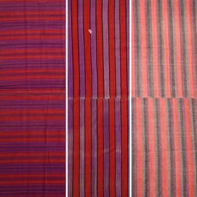 Three Red and Purple Stripe Blankets, one Canada Attributed