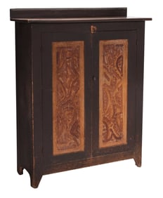 Southern Folk Art Paint Decorated Cupboard