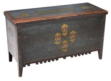 A Rare Southern Federal Paint Decorated Blanket Chest
