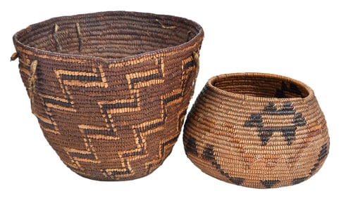 Two Native American Coiled Baskets