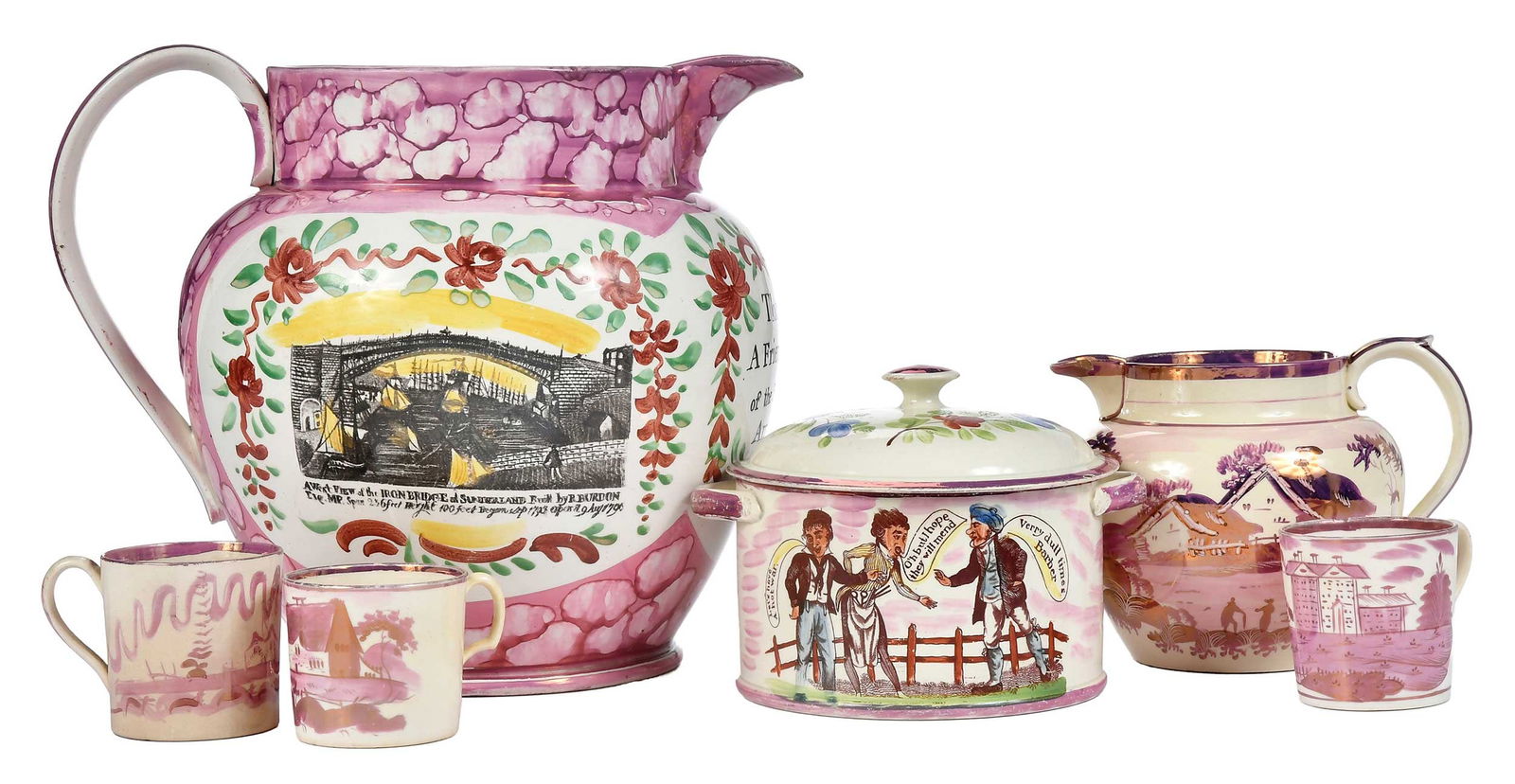 Six Pieces of Pink English Lustreware (1 of 11)