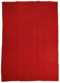 Southern Red Worsted Wool Whole Cloth Quilt