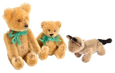 Three Miniature Mohair Toy Animals