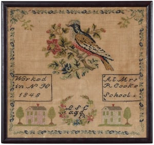Framed New Hampshire School Sampler