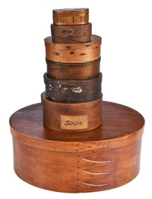 Six Bentwood Boxes and a Straw Work Box