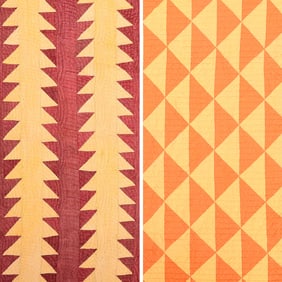 Two Patchwork Quilts in Flying Geese Pattern