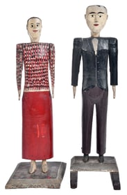 Two Folk Art Carved and Painted Figures