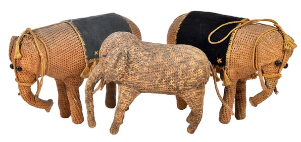 Three Crocheted Folk Art Elephants