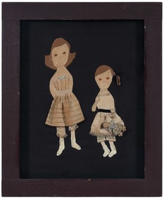 Framed American Folk Art Fabric Picture