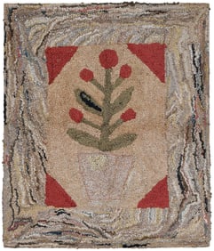 American Hooked Rug on Frame, New York Attributed