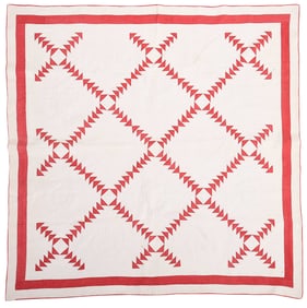 American White and Red 'Flying Geese' Quilt