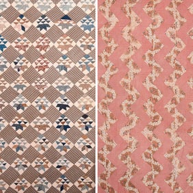 Two American Patchwork Quilts, One Split Corner