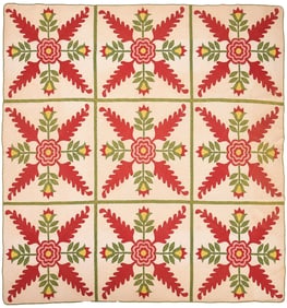 American 'Flowers and Buds' Applique Quilt