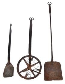 Three Wrought Iron Hearth Implements