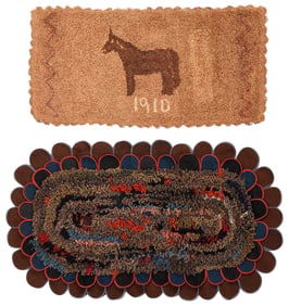 Two Dated American Hooked Rugs