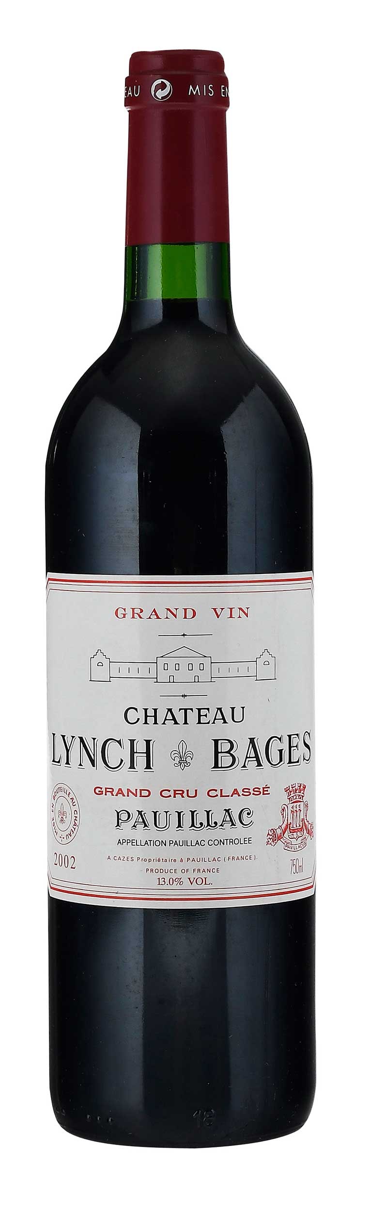 2002 Chateau Lynch-Bages: Vintage 2002, Pauillac, France, Red Bordeaux, 750 ml, alcohol 13% by volume Provenance: Private Collection, Athens, Georgia Note: Please note purchases of wine and/or spirits are not available for in 