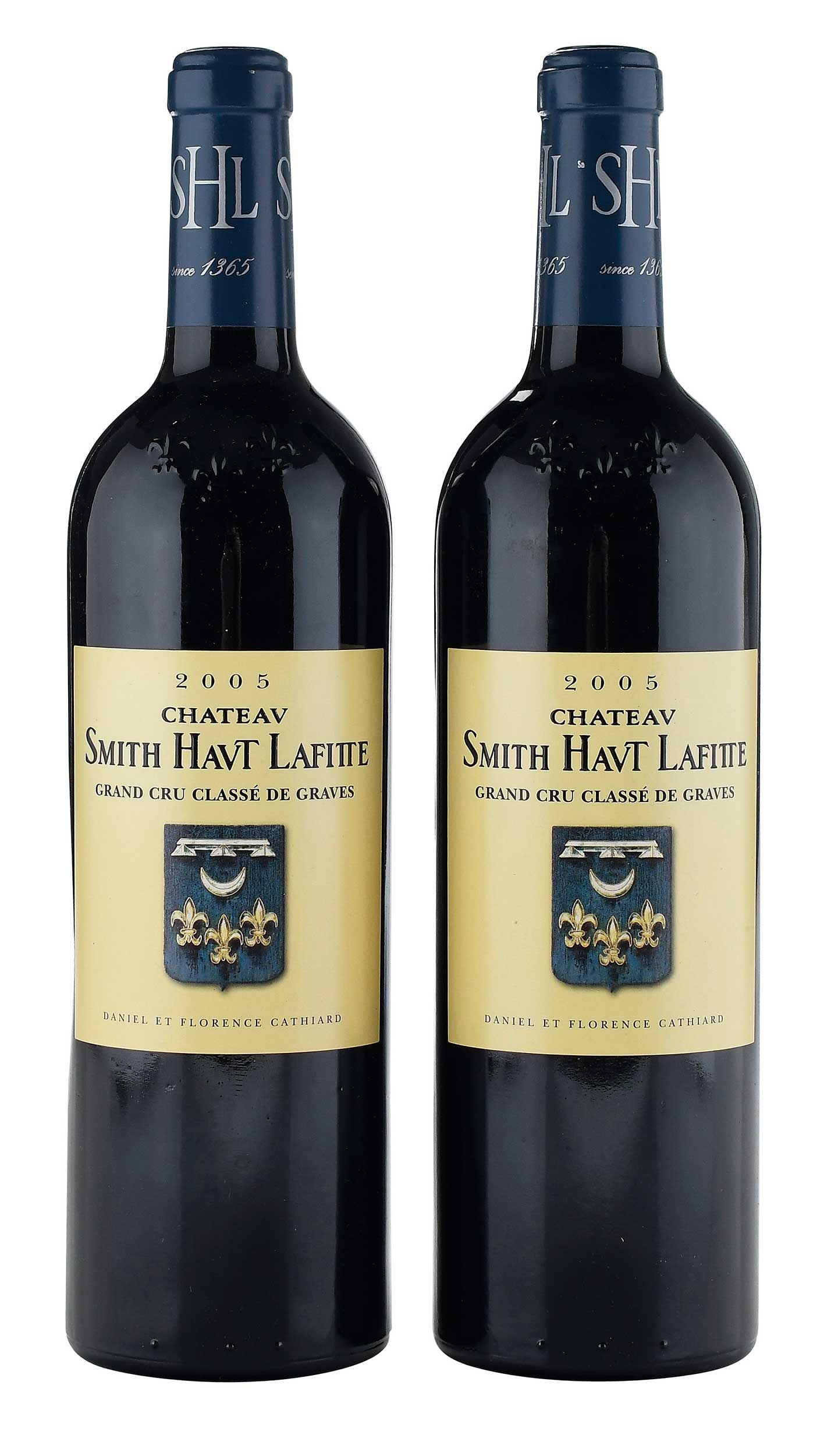 Two Bottles 2005 Chateau Smith Haut Lafitte: Vintage 2005, Pessac-Leognan, France, Red Bordeaux, 750 ml, alcohol 13.5% by volume Provenance: Private Collection, Athens, Georgia Note: Please note purchases of wine and/or spirits are not available