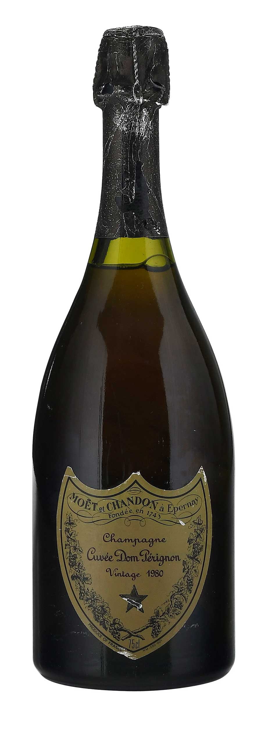 1980 Moet et Chandon Dom Perignon: Vintage 1980, Champagne, France, 750 ml, alcohol 12.5% by volume Provenance: Property from a Florida Estate Note: Please note purchases of wine and/or spirits are not available for in house shipping.