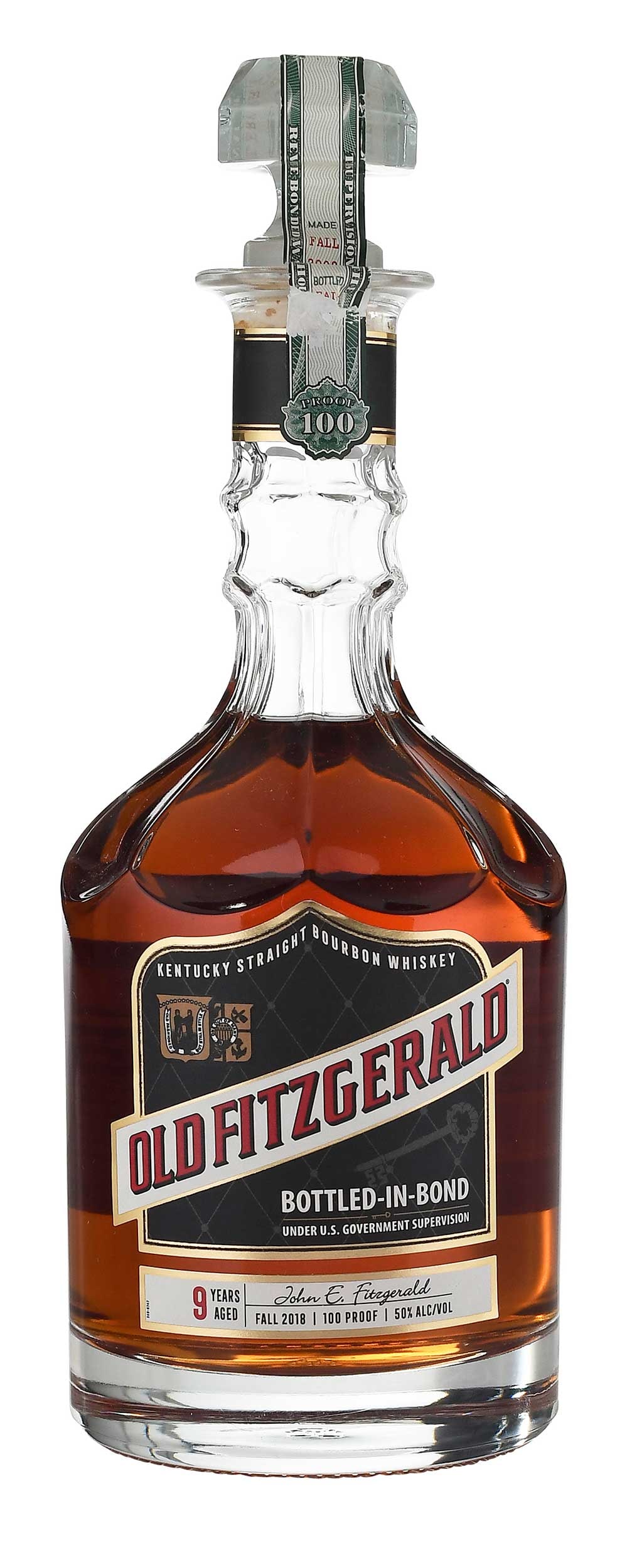 Old Fitzgerald 2008 Bottled in Bond 9 Year Old: circa 2008, bottled 2018, Kentucky, USA, Bourbon Whiskey, 750 ml, 100 proof Note: Please note purchases of wine and/or spirits are not available for in house shipping. Buyers can pick up in person or 