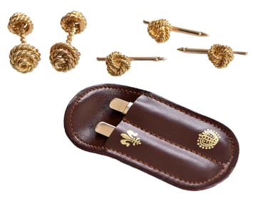 18kt. Cufflinks and Stud Set with 14kt. Collar Stays