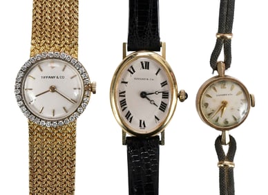 Three Vintage Gold Tiffany & Co. Watches