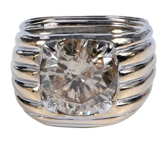 14kt. Men's Two Tone Diamond Ring 7.47ct. - GIA