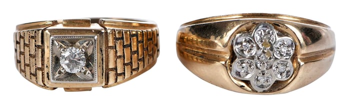 Two 14kt. Men's Diamond Rings