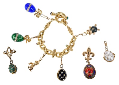 14kt. Italian "Faberge" Egg Charm Bracelet