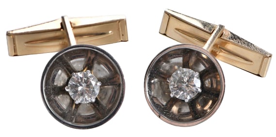 14kt. Two Tone Diamond Cufflinks