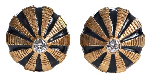 18kt. Diamond and Enamel Earrings