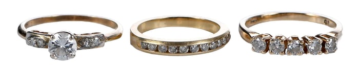 Three 14kt. Diamond Rings