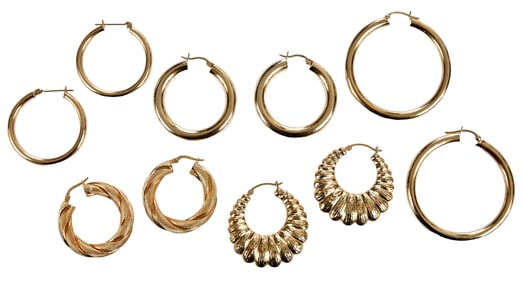Five Pairs of 14kt. Earrings