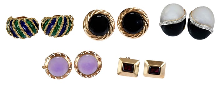 Five Pairs of 14kt. Fashion Earrings
