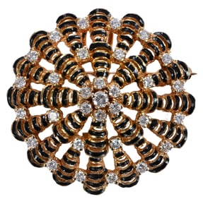 14kt. Diamond and Enamel Pendant/Brooch