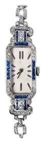 Art Deco Diamond with Blue Sapphire Watch