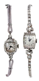 Two Art Deco 14kt. Diamond Watches