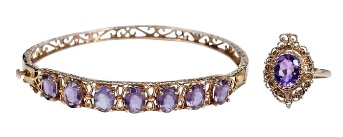 14kt. Amethyst Bracelet and Ring