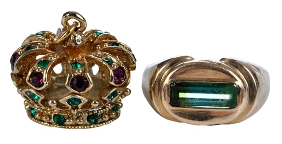 14kt. Tourmaline Ring with Tourmaline Crown Charm