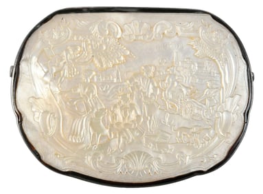 Antique Carved Mother of Pearl and Tortoiseshell Brooch