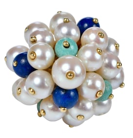 22kt. Pearl and Gemstone Ring