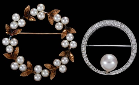 Two 14kt. Pearl Brooches