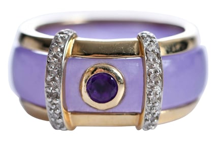 14kt. Lavender Jade and Amethyst Ring